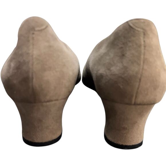 Anne Klein suede block-heel pumps taupe square toe 7.5M classic work minimalist - Picture 5 of 10